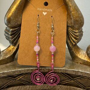 Pink Spiral Glow Handmade Earrings